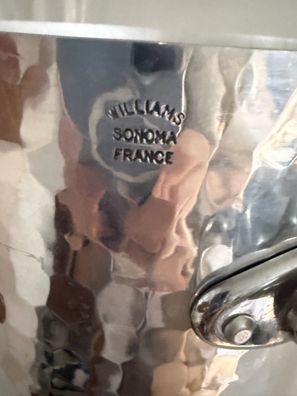 William Sonoma Hammered Metal Ice Bucket with Ring Handles - made in France - Picture 5 of 9